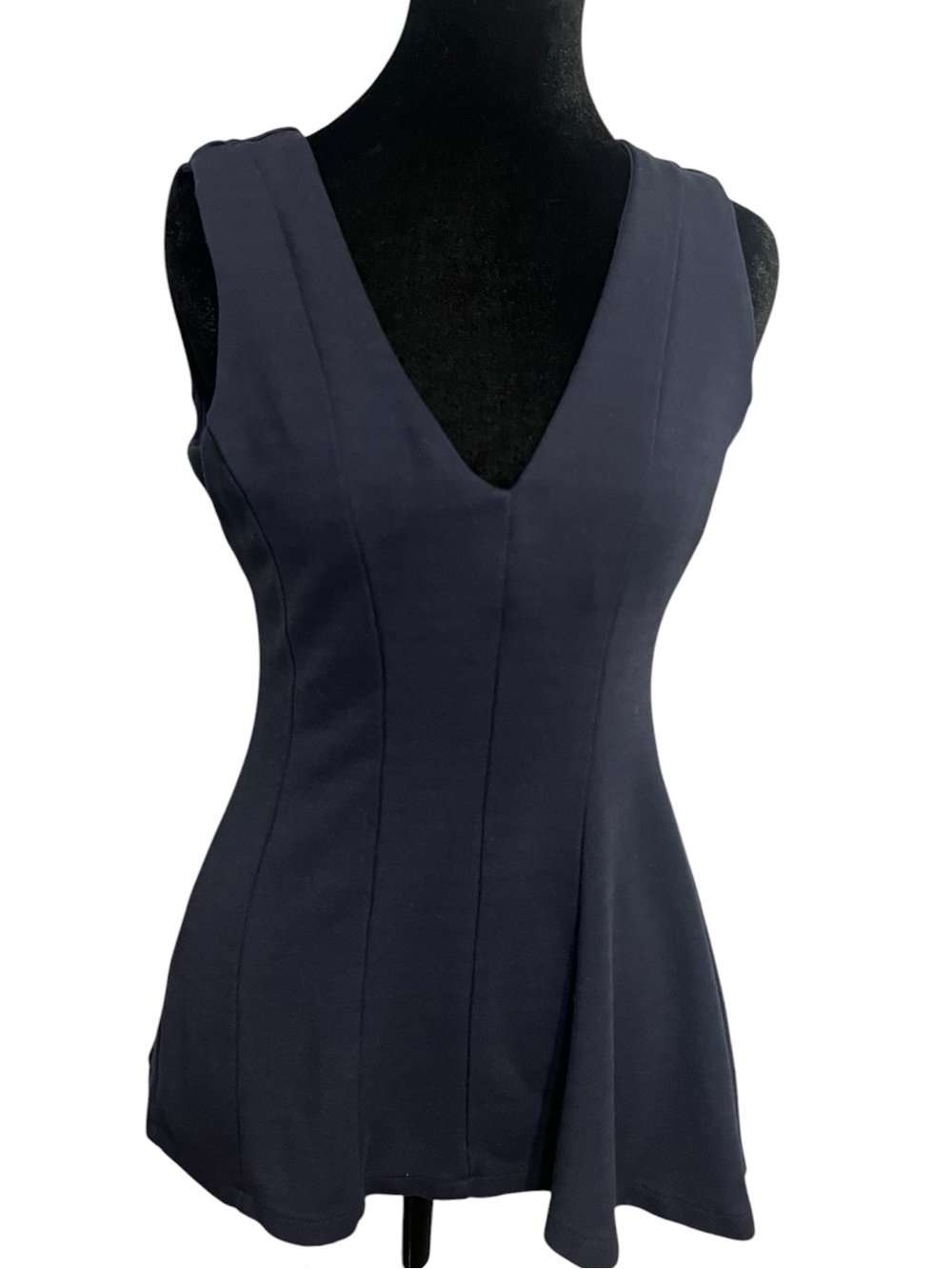 H&M Navy V-Neck Peplum Tank Top small